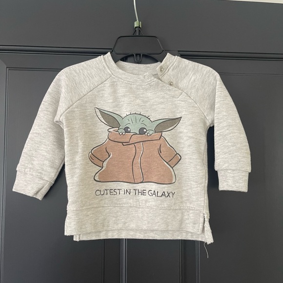 Star Wars Disney Yoda Baby Cutest in Galaxy Sweatshirt Pants Joggers Set 12MO - Picture 2 of 5